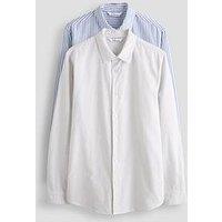 The Very Collection 2 Pack Striped Long Sleeve Oxford Shirt - Blue/Beige