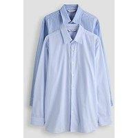 The Very Collection 2 Pack Easy Care Pure Cotton Striped Shirts - Blue Mix