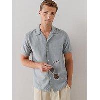 The Very Collection Short Sleeve Revere Collar Oxford Shirt - Green Marl