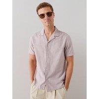 The Very Collection Short Sleeve Revere Collar Oxford Shirt - Pink Marl