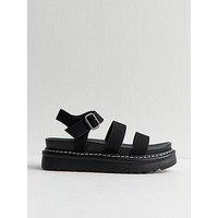 New Look Faux Suede Flatform Sandals - Black