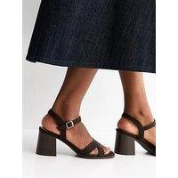 New Look Dark Brown Faux Suede Crossover Strap Sandals