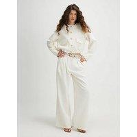 River Island Long Sleeve Pocket Detail Bomber - Cream
