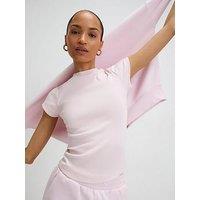 River Island Short Sleeve Fitted Ribbed Top - Pink