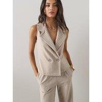 The Very Collection Pinstripe Waistcoat Co-Ord - Cream