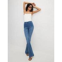 River Island Pull On Elasticated Sculpt Flared Jeans - Blue