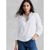 White Stuff Allie Jersey Embroidered Shirt - White