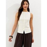 New Look Button Through Tank Top - Cream