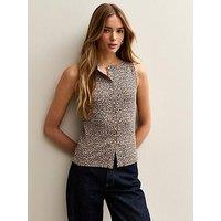 New Look Leopard Print Button Through Tank Top - Brown