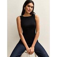 New Look Slash Neck Vest Top - Black