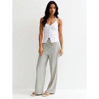 New Look Striped Seersucker Wide Leg Trousers - Cream