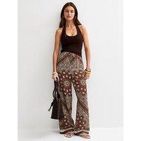 New Look Brown Paisley Wide Leg Trousers