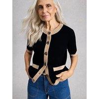 White Stuff Charlotte Short Sleeve Cardigan - Black