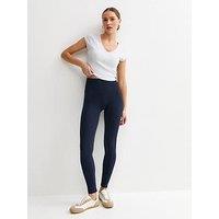 New Look Navy Seamless Ribbed Jersey Leggings - Blue