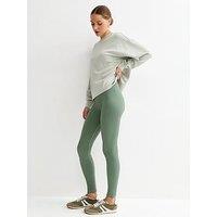 New Look Seamless Ribbed Jersey Leggings - Light Green
