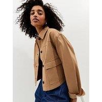 New Look Flap Pocket Cotton Shacket - Brown