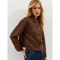New Look Faux Suede Boxy Shacket - Dark Brown