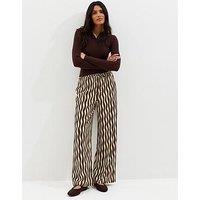 New Look Jersey Wave Patterned Wide Leg Trousers - Brown