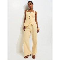New Look Linen Rich Tailored Trousers - Light Yellow