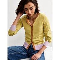 New Look Trimmed Crew Neck Knit Cardigan - Green