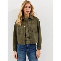 New Look Faux Suede Boxy Shacket - Khaki