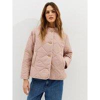 New Look Pale Soft Touch Quilted Jacket - Pink