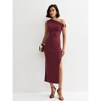 New Look Dark Brown Jersey Off The Shoulder Midi Dress
