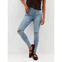 New Look Blue Ripped Hallie Skinny Jeans
