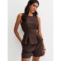 New Look Flared Hem Sleeveless Top - Dark Brown