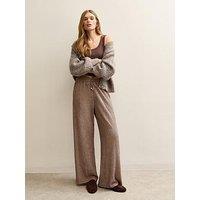 New Look Mink Crinkled Drawstring Wide Leg Trousers - Brown