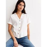 New Look White Collared V Neck Short Shirt