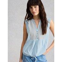 White Stuff Peony Sleeveless Shirt - Blue