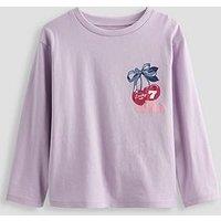 The Very Collection Girls Long Sleeve Back Print Cherry T-Shirt (3 - 16 Years) - Purple