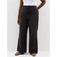 New Look Curves Adalae High Waist Wide Leg Jeans - Black