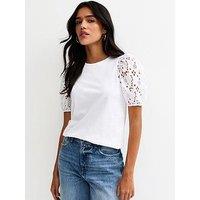 New Look Broderie Anglaise Puff Sleeve Top - White