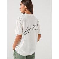 Gym King Womens Script Mindset Bf T-Shirt - Cream