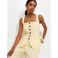 New Look Linen Rich Thick Strap Waistcoat - Yellow