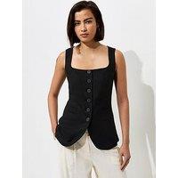 New Look Linen Rich Thick Strap Waistcoat - Black