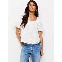 New Look White Daisy Puff Sleeve Blouse
