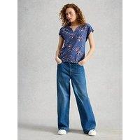 White Stuff Nelly Notch Neck Tee - Navy