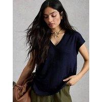 White Stuff Ella Lace Tee - Navy