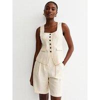 New Look Stripe Square Neck Waistcoat - Cream