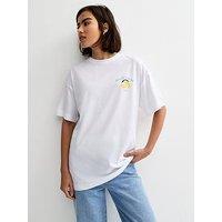 New Look Limoncello Print Oversized T-Shirt - White