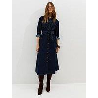New Look Denim Long Sleeve Midi Shirt Dress - Blue