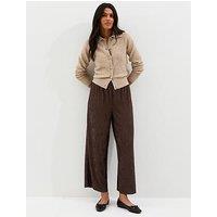 New Look Textured Jersey Wide Leg Trousers - Brown