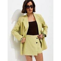 New Look Linen Rich Wrap Skort - Light Green