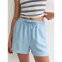 New Look Woven Drawstring Shorts - Light Blue