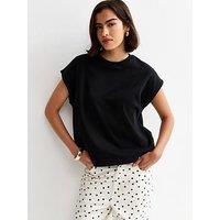 New Look Grown On Sleeve Premium Heavyweight Cotton T-Shirt - Black