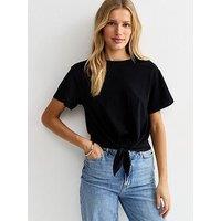 New Look Tie Front T-Shirt - Black