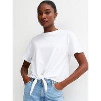 New Look Cotton Tie Front T-Shirt - White